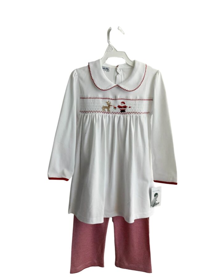 MAGNOLIA BABY  RED  STRIPED SMOCKED 2-PIECE OUTFIT WITH PICOT STITCHING