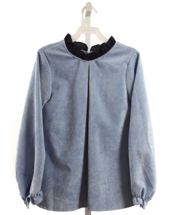 HANNAH KATE  BLUE CORDUROY  SHIRT-LS WITH RUFFLE