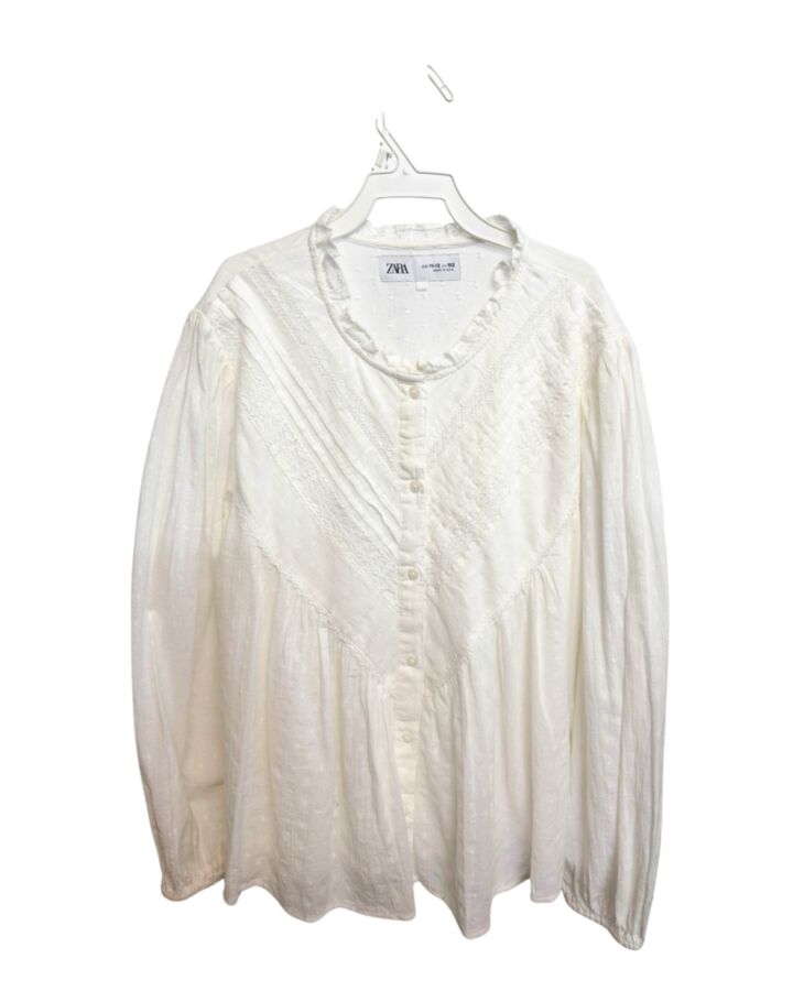 ZARA  CREAM SWISS DOT   KNIT LS SHIRT