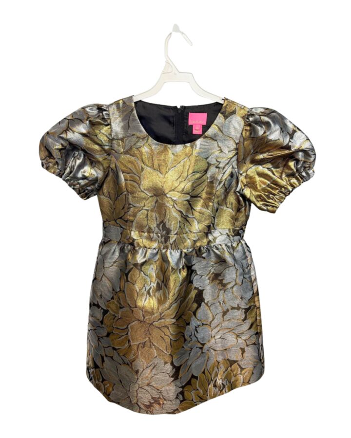 LILLY PULITZER  GOLD  FLORAL  PARTY DRESS