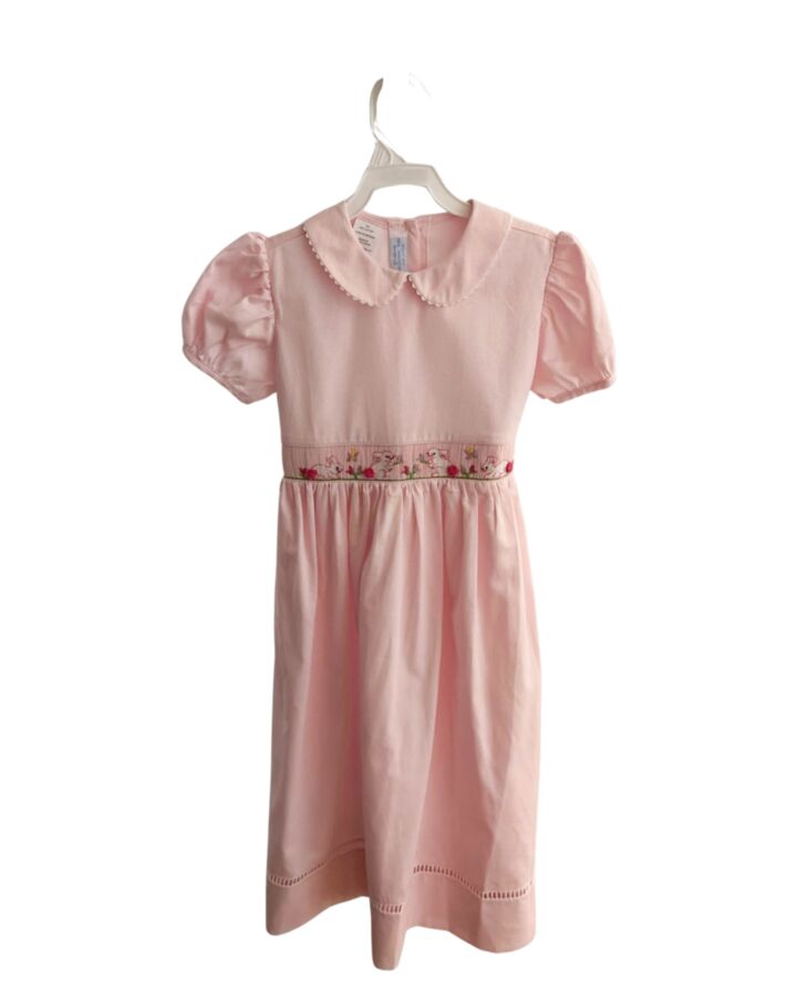 COLLECTION BEBE  PINK PIQUE  SMOCKED DRESS WITH RIC RAC