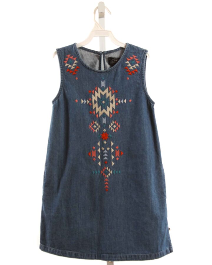 LUCKY BRAND  CHAMBRAY  EMBROIDERED DRESS