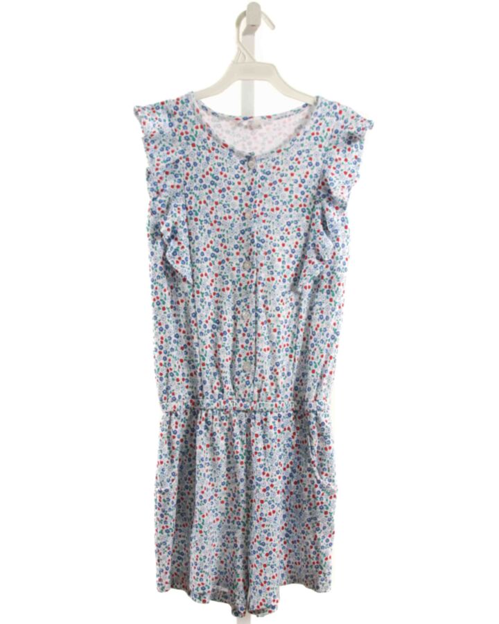 EYELET & IVY  BLUE KNIT FLORAL  KNIT ROMPER WITH RUFFLE