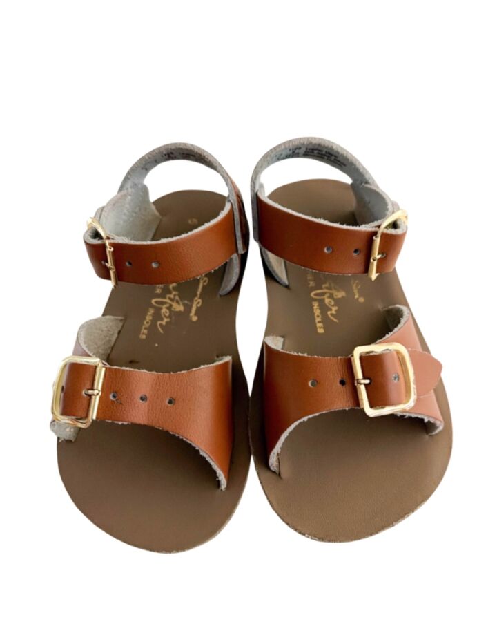 SUN SANS/ SALTWATER SANDALS BROWN SANDALS  *EUC SIZE TODDLER 6