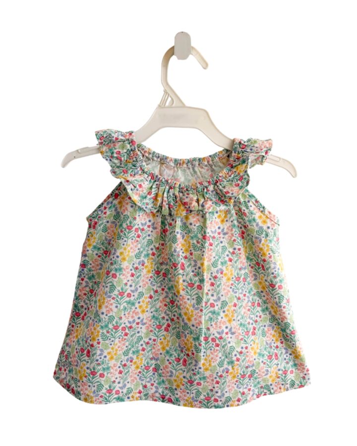 PEGGY GREEN  GREEN  FLORAL  SLEEVELESS SHIRT WITH RUFFLE