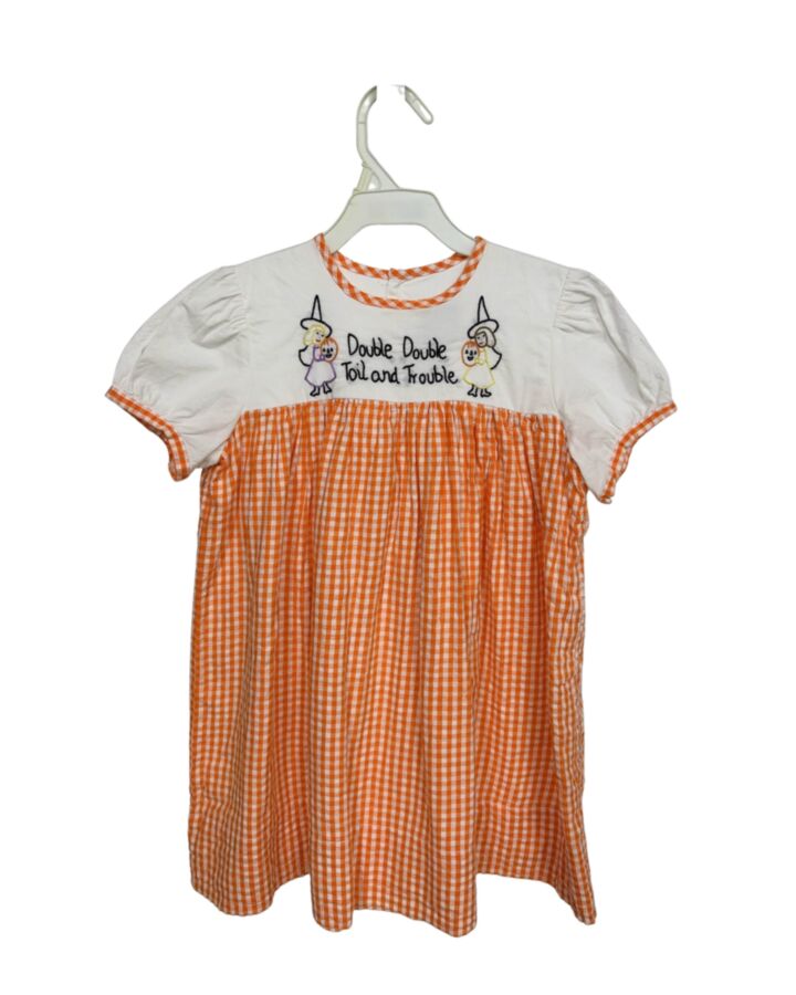 CHRISTIAN ELIZABETH & CO  ORANGE SEERSUCKER GINGHAM  DRESS