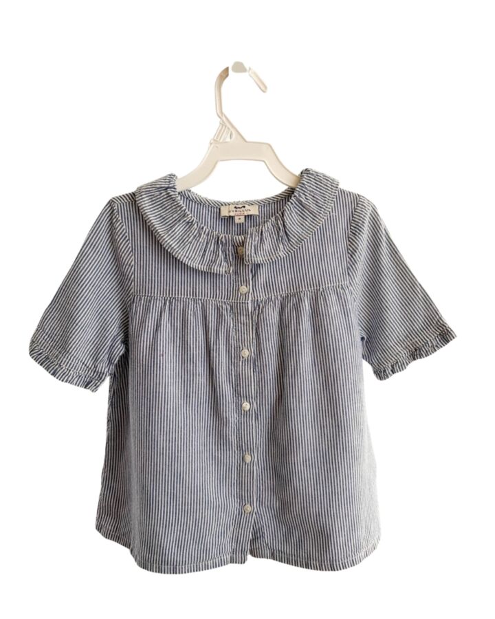CYRILLUS  CHAMBRAY  STRIPED  DRESS SHIRT WITH RUFFLE
