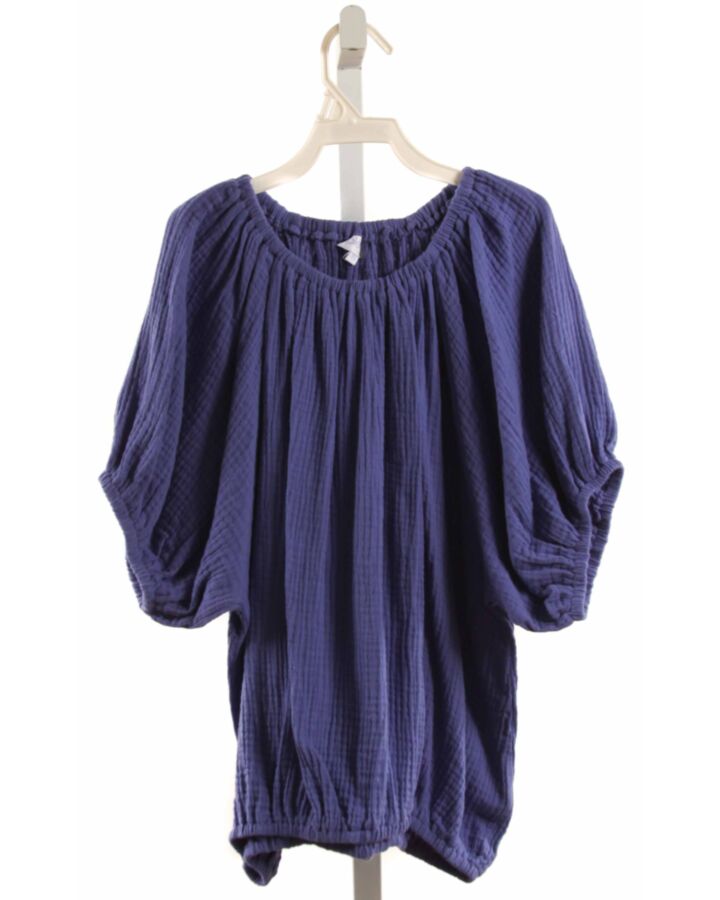 PLEAT.  BLUE  SMOCKED SHIRT-SS