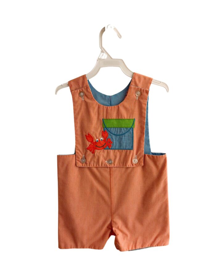 KELLY'S KIDS  ORANGE  GINGHAM APPLIQUED JON JON