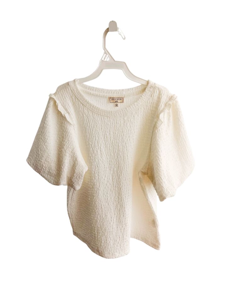 HAYDEN GIRLS  WHITE SEERSUCKER   SHIRT-SS WITH RUFFLE