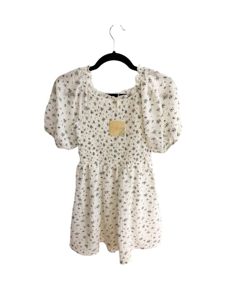 SARA SARA  BLUE SEERSUCKER FLORAL  DRESS