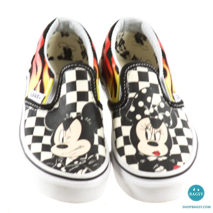 VANS BLACK SHOES WITH DISNEY S MICKEY AND MINNIE MOUSE EUC SIZE TODDLER 11