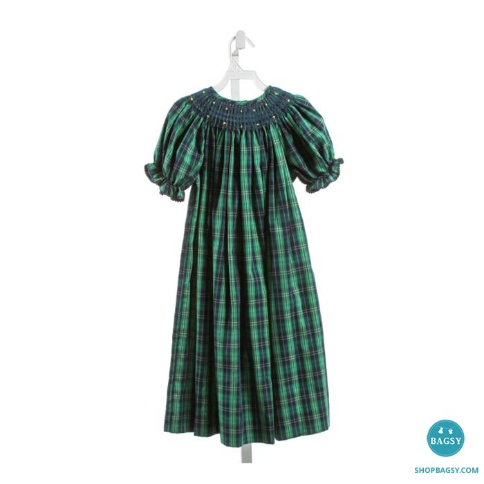 LOLLY WOLLY DOODLE GREEN PLAID SMOCKED DRESS