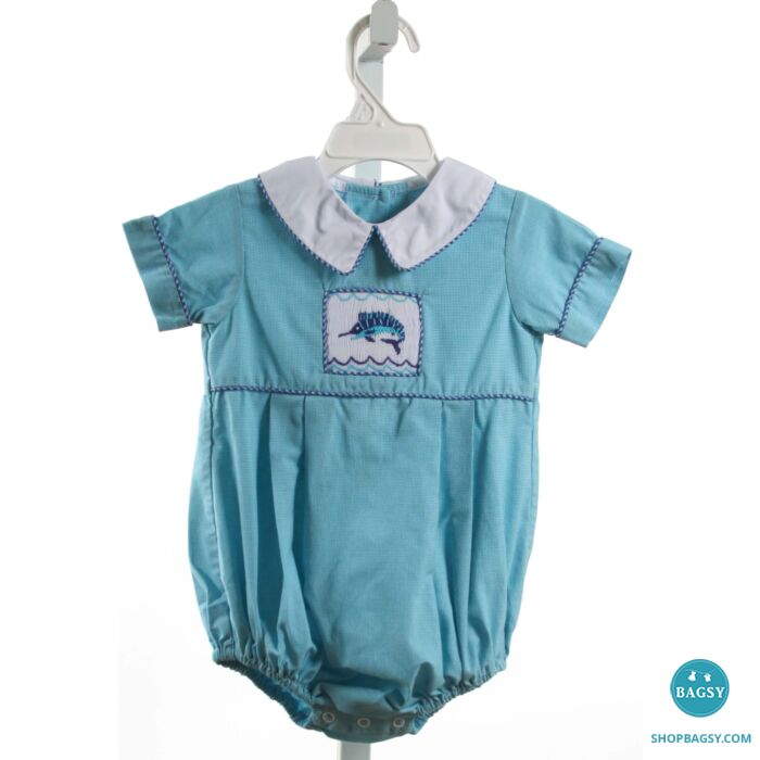 SHRIMP GRITS BLUE SMOCKED BUBBLE