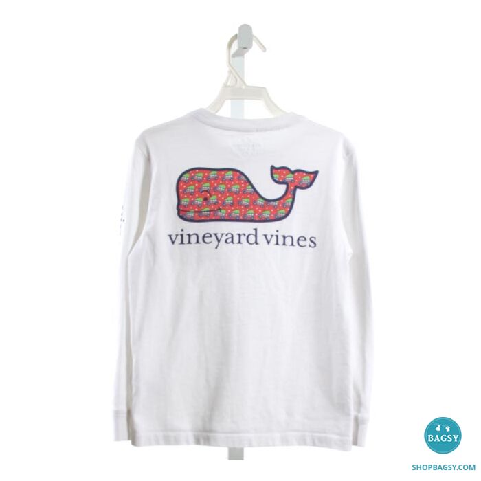 VINEYARD VINES WHITE PRINTED DESIGN KNIT LS SHIRT
