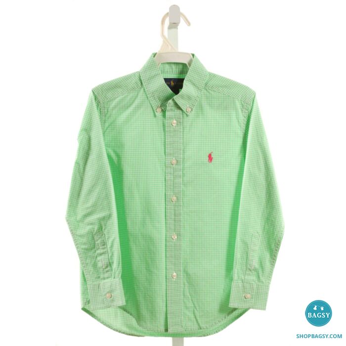 RALPH LAUREN LIME GREEN GINGHAM DRESS SHIRT