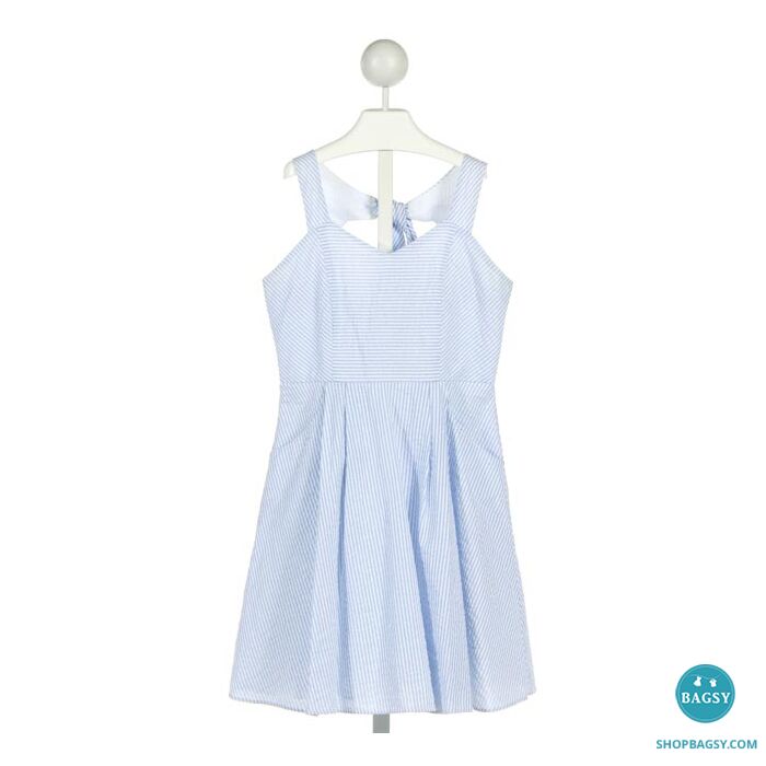 RARE EDITIONS LT BLUE STRIPED DRESS
