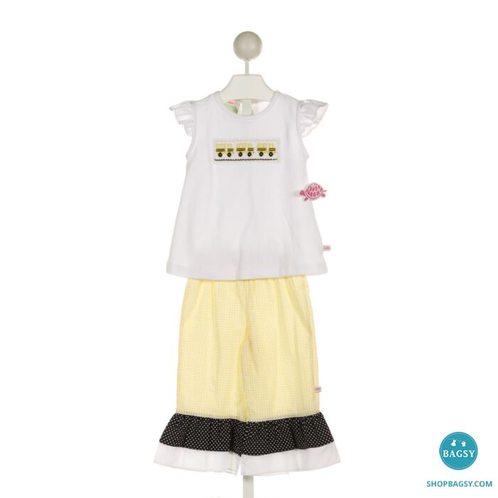 LOLLY WOLLY DOODLE WHITE SMOCKED 2-PIECE OUTFIT WITH RUFFLE