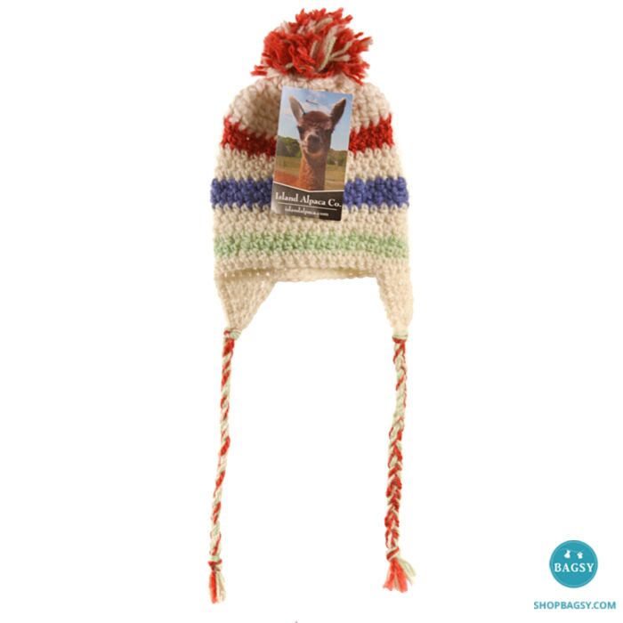 ISLAND ALPACA CO. MULTI-COLOR KNIT STRIPED HAT display picture 1
