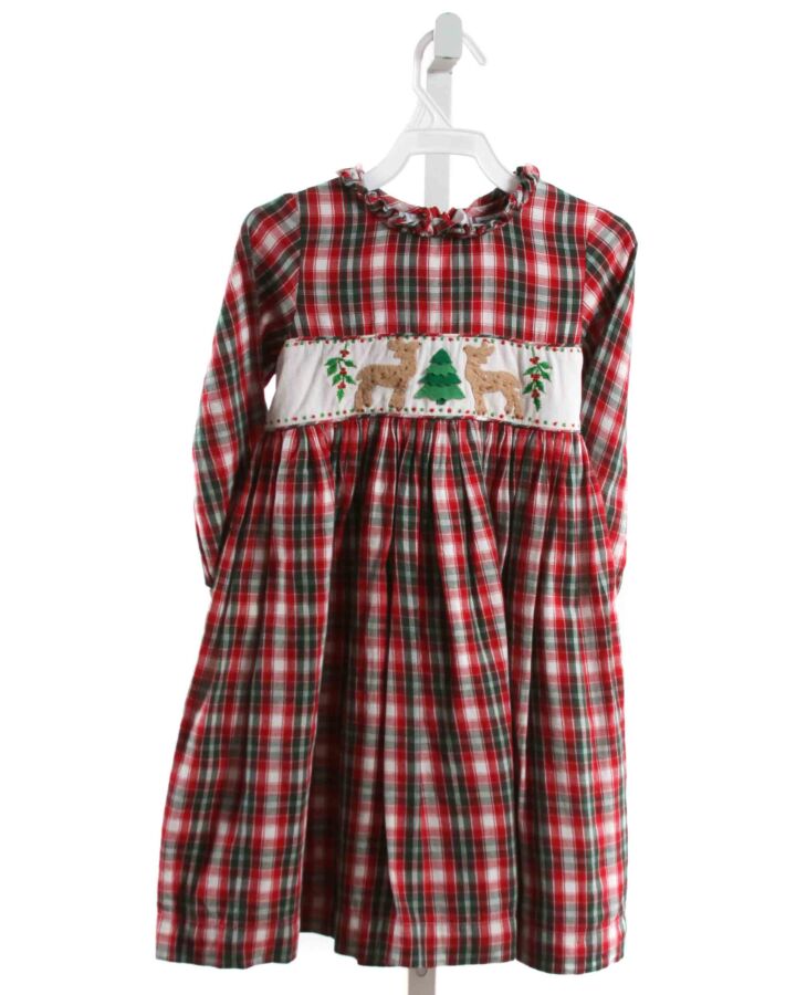 COTTON KIDS  RED  PLAID APPLIQUED DRESS