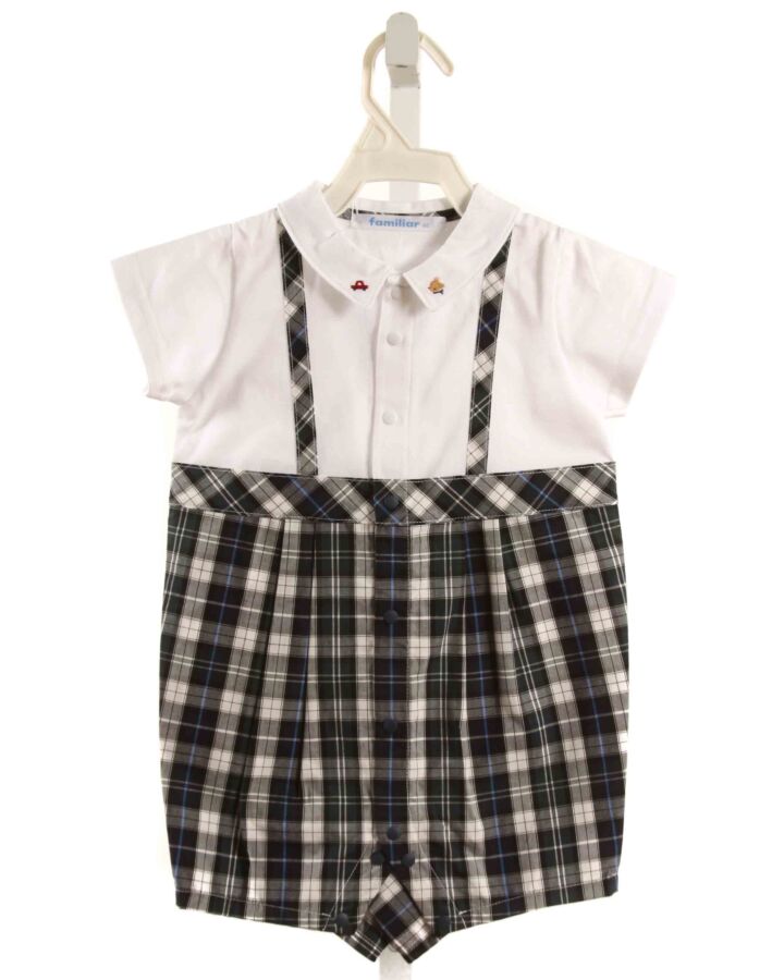 FAMILIAR  BLUE  PLAID  SHORTALL