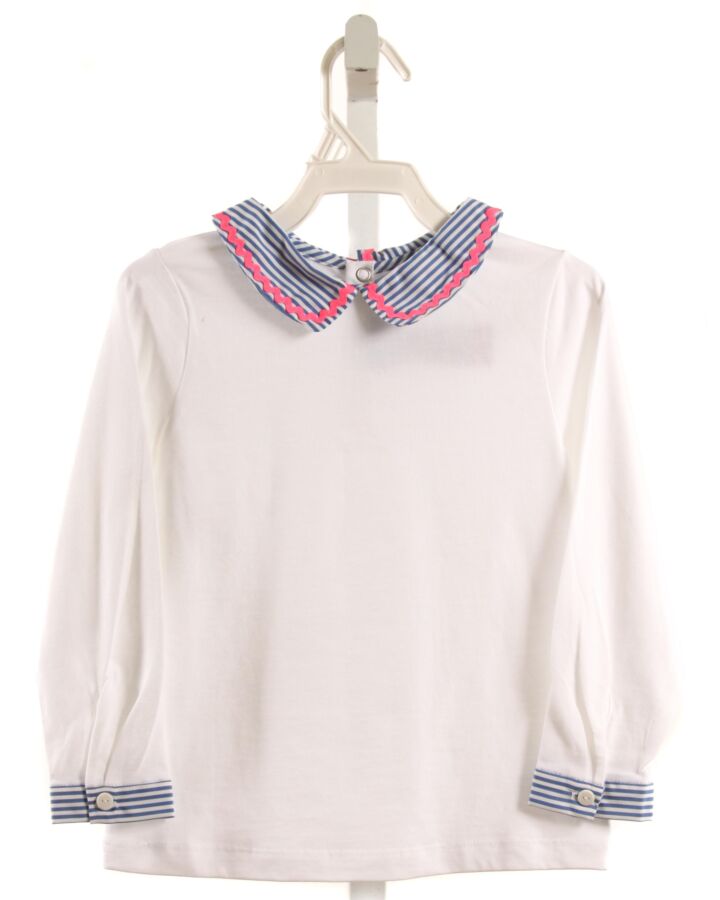 JACADI  WHITE    KNIT LS SHIRT WITH RIC RAC