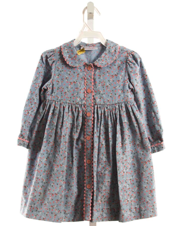 RACHEL RILEY  BLUE CORDUROY FLORAL  DRESS WITH RIC RAC