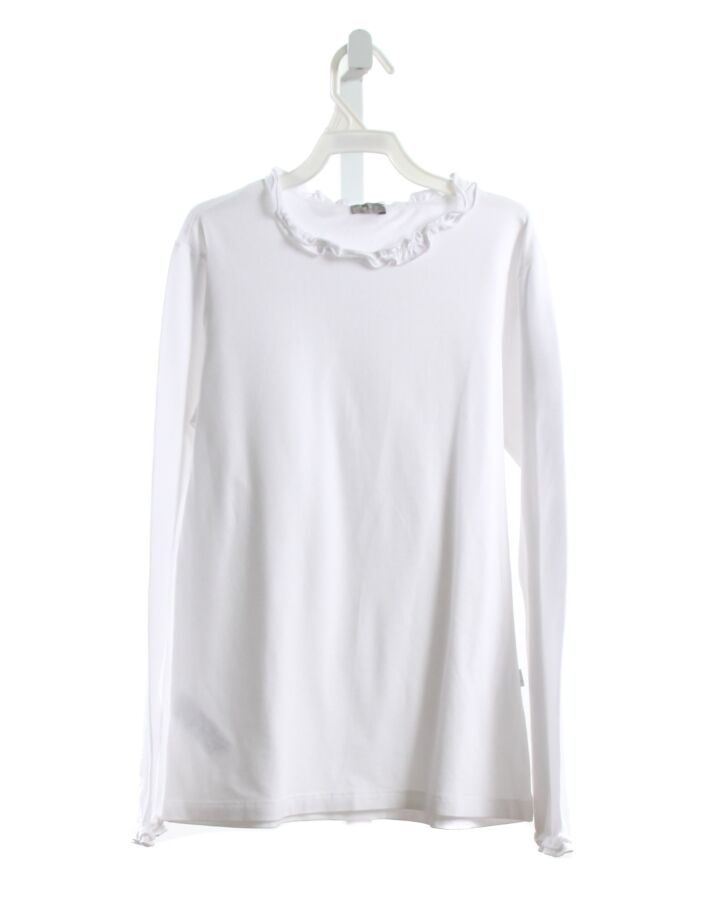 IL GUFO  WHITE    KNIT LS SHIRT WITH RUFFLE