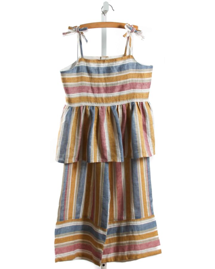 IL GUFO  MULTI-COLOR LINEN STRIPED  2-PIECE OUTFIT WITH LACE TRIM