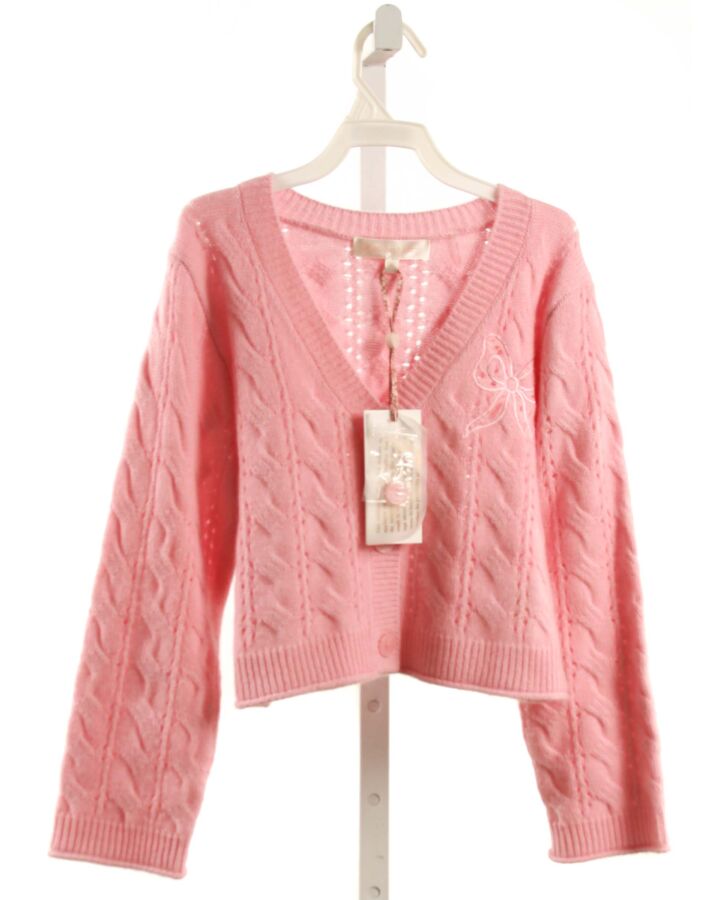 LOVESHACKFANCY  PINK   EMBROIDERED CARDIGAN