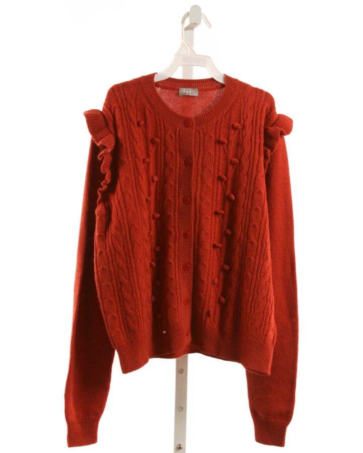 IL GUFO  RED WOOL   CARDIGAN WITH RUFFLE