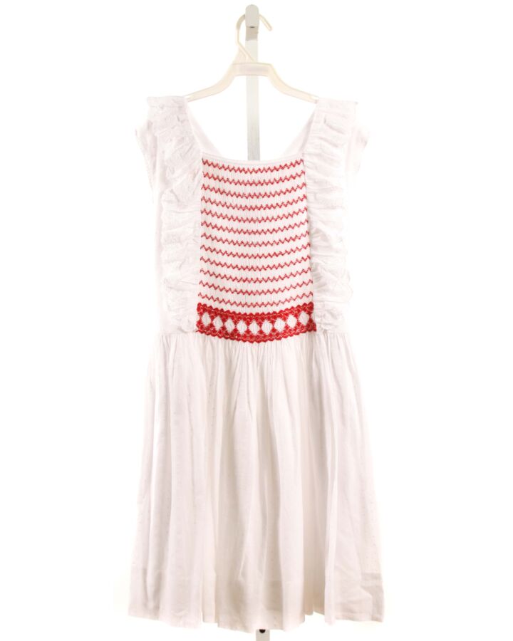 LA OCA LOCA  WHITE SWISS DOT  SMOCKED DRESS WITH EYELET TRIM