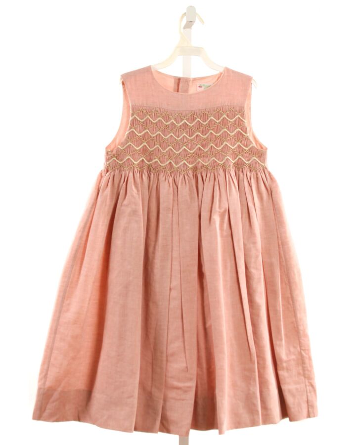 BONPOINT  PINK LINEN  SMOCKED DRESS