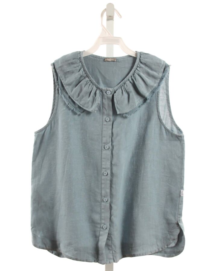 IL GUFO  BLUE LINEN   SLEEVELESS SHIRT