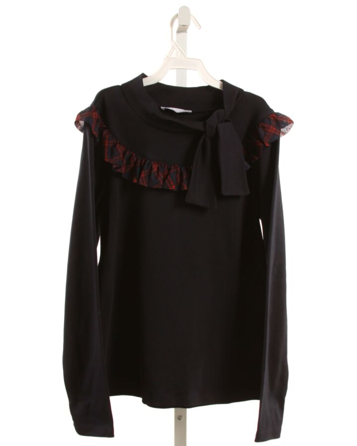 PATACHOU  BLACK    KNIT LS SHIRT WITH RUFFLE