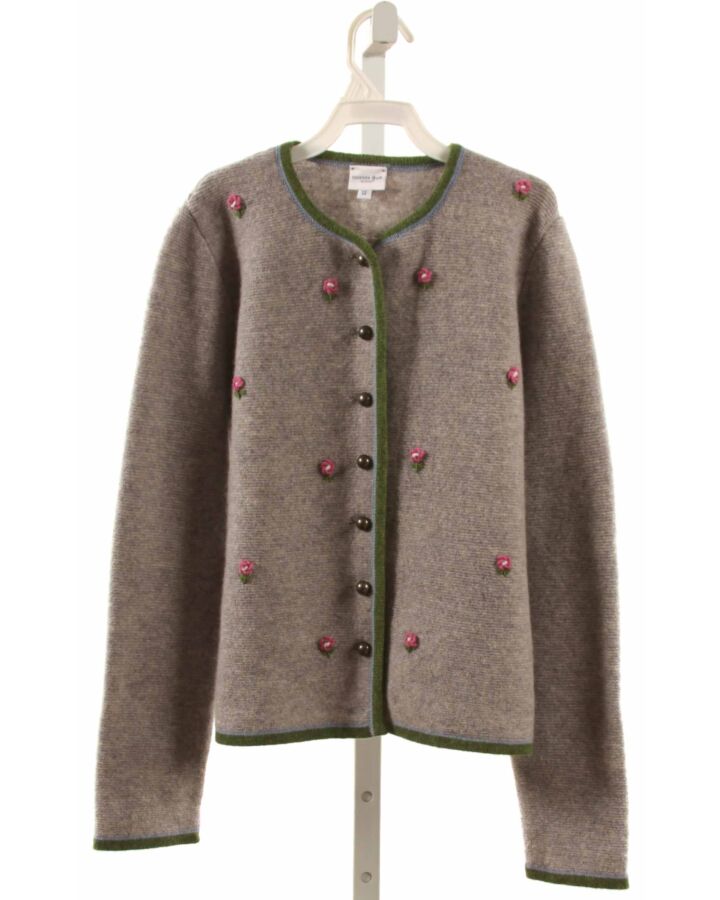 SUSANNE SPATT  GRAY WOOL FLORAL EMBROIDERED CARDIGAN