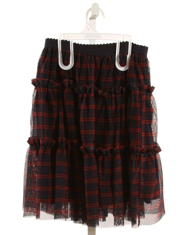 IL GUFO  RED TULLE PLAID  SKIRT