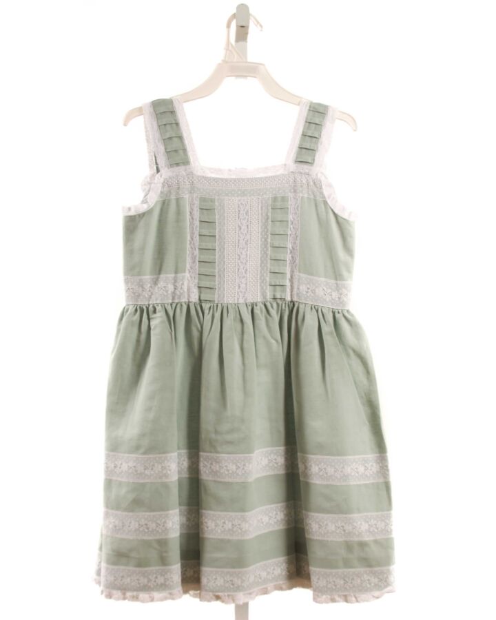 NO TAG  LT GREEN LINEN   DRESS WITH LACE TRIM