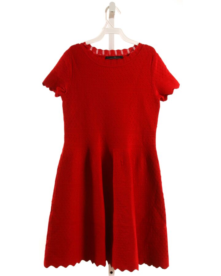 CAROLINA HERRERA  RED    PARTY DRESS WITH EYELET TRIM