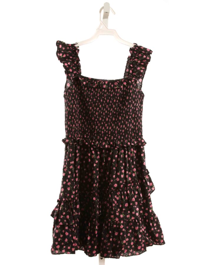 LOVESHACKFANCY  BLACK SWISS DOT FLORAL SMOCKED DRESS