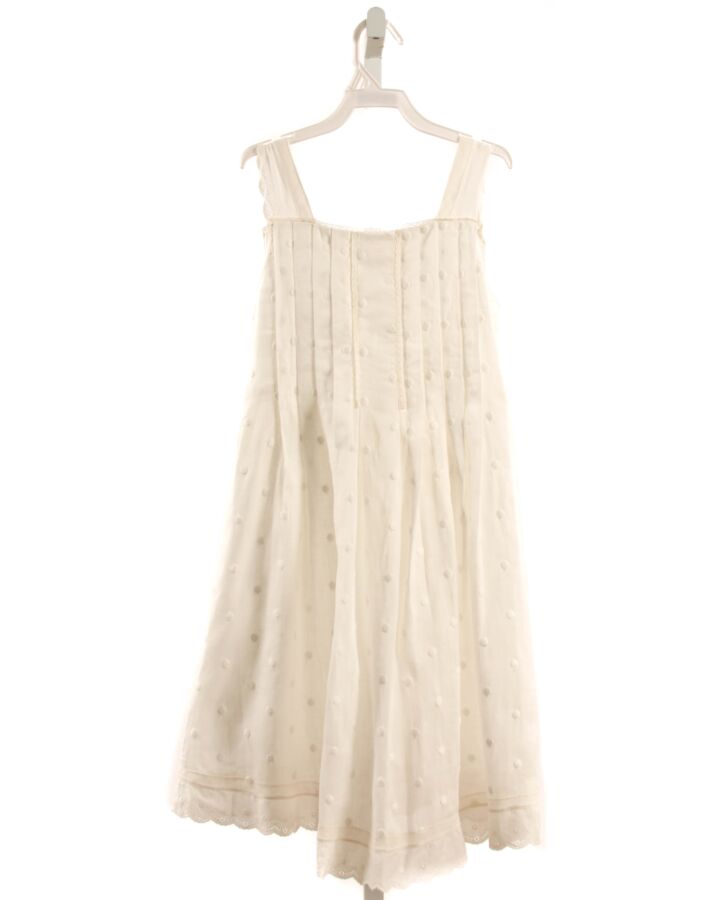 LA OCA LOCA  WHITE LINEN POLKA DOT  DRESS WITH LACE TRIM