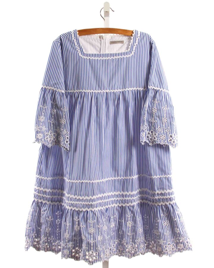 ERMANNO SCERVINO  BLUE  STRIPED  DRESS WITH EYELET TRIM