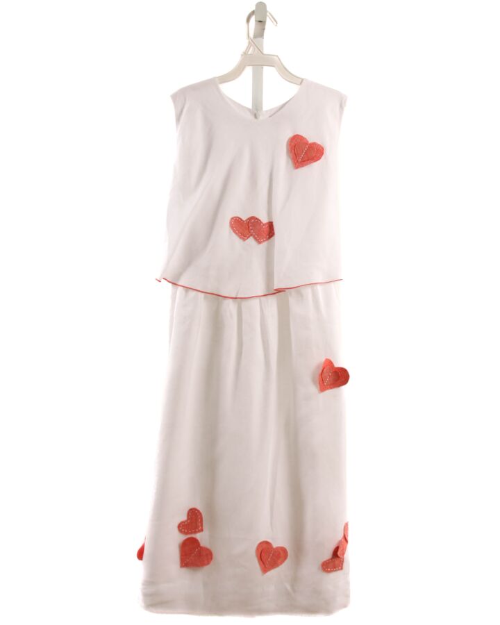 100 PERCENT CAPRI  WHITE LINEN  APPLIQUED DRESS