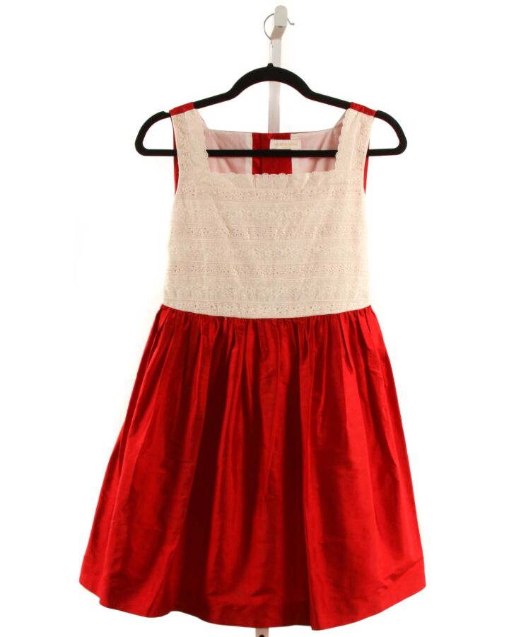 LA OCA LOCA  RED SILK   PARTY DRESS WITH LACE TRIM