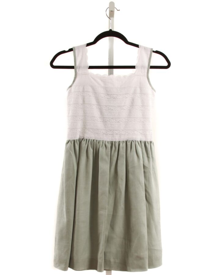 NO TAG  GREEN LINEN   DRESS WITH LACE TRIM