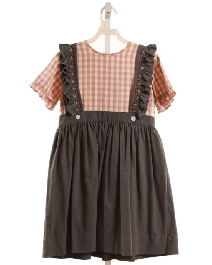 LA OCA LOCA GRAY PLAID DRESS WITH RUFFLE