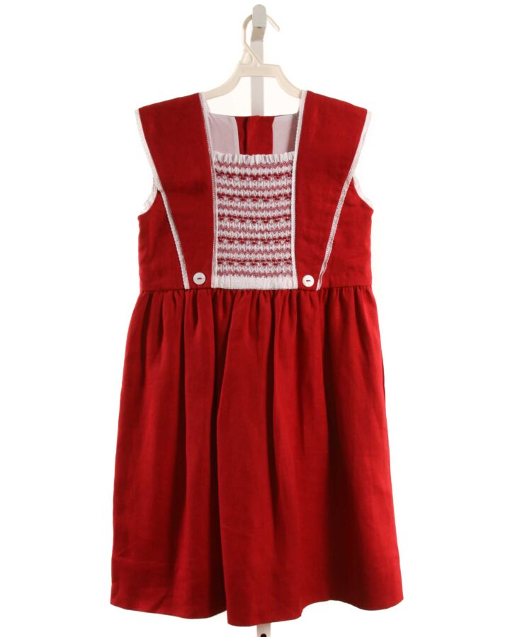 LA OCA LOCA  RED LINEN  SMOCKED DRESS