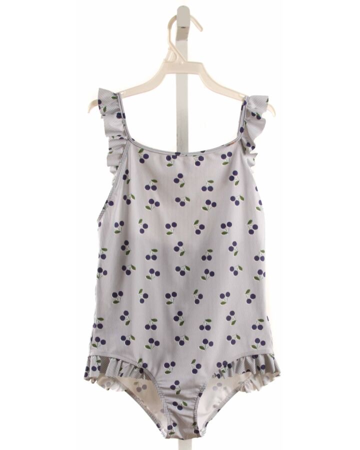 BONPOINT  BLUE   PRINTED DESIGN 1-PIECE SWIMSUIT WITH RUFFLE