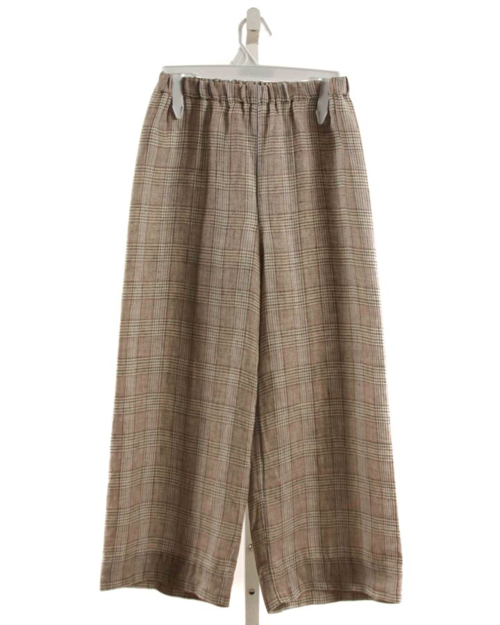 IL GUFO  BROWN LINEN PLAID  PANTS
