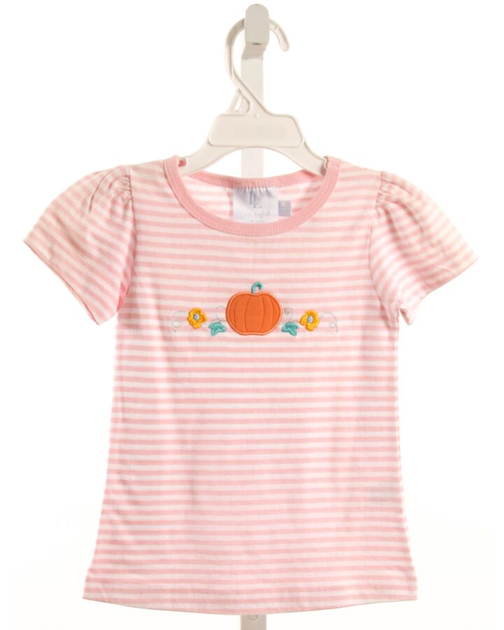 LITTLE ENGLISH  PINK  STRIPED APPLIQUED KNIT SS SHIRT